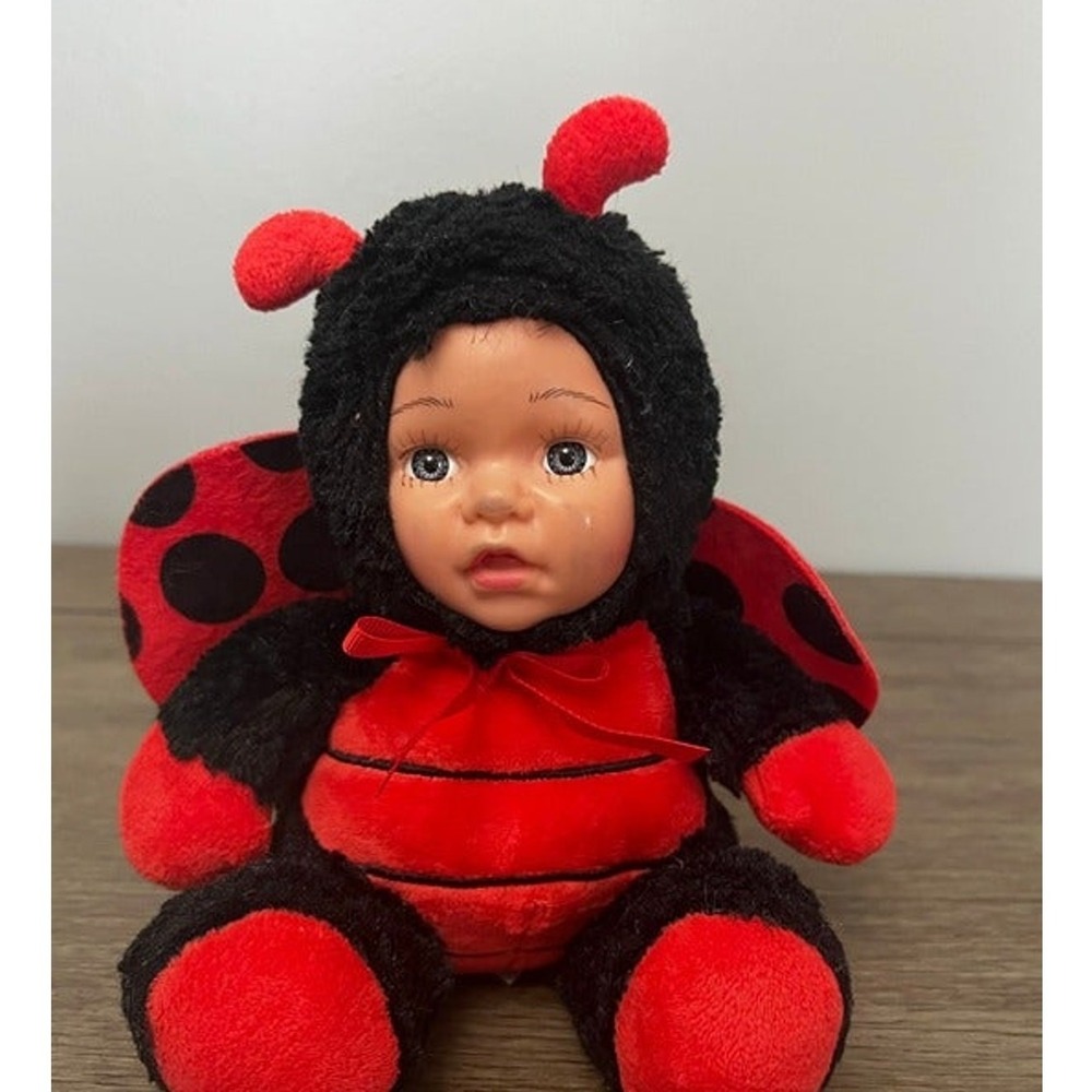 Megatoys Baby Doll Ladybug Plush Red Black Insect Costume Soft Toy 8 inch
